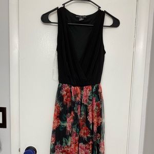 Red and black dress.